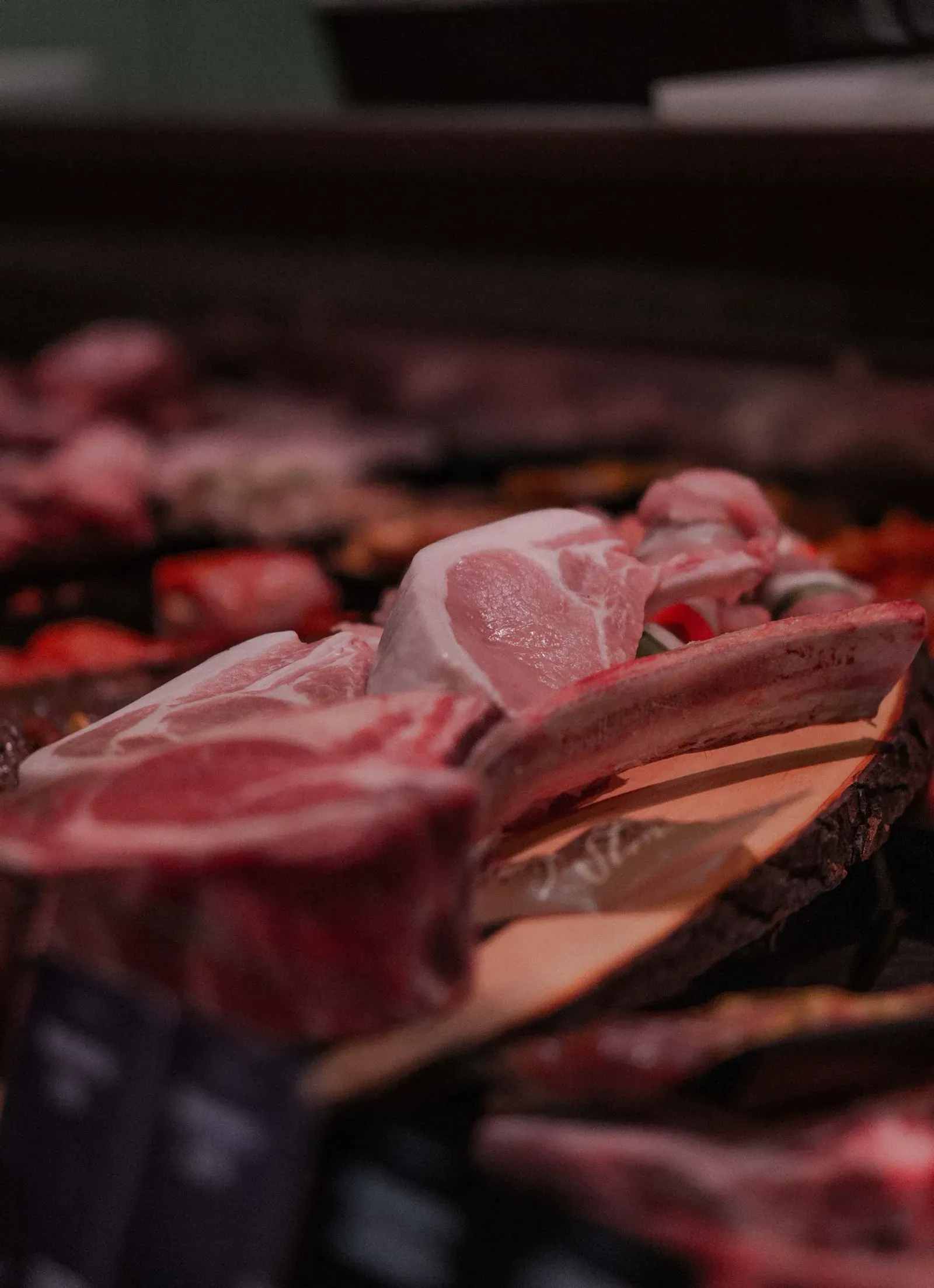 Butchery meat counter display Fisher Scales Norwich