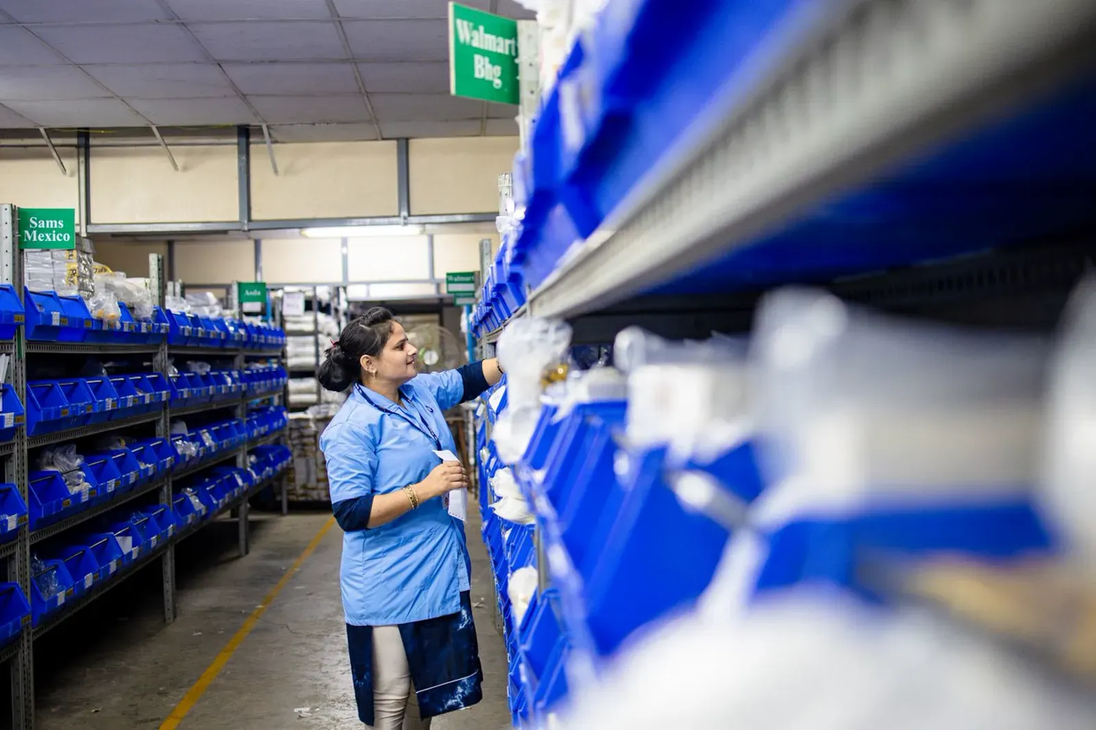 Warehouse goods being weighed and checked Fisher Scales Attleborough